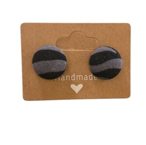 Black & Gray Button Earrings